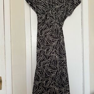 Mango Black and White Leaf Pattern Dress